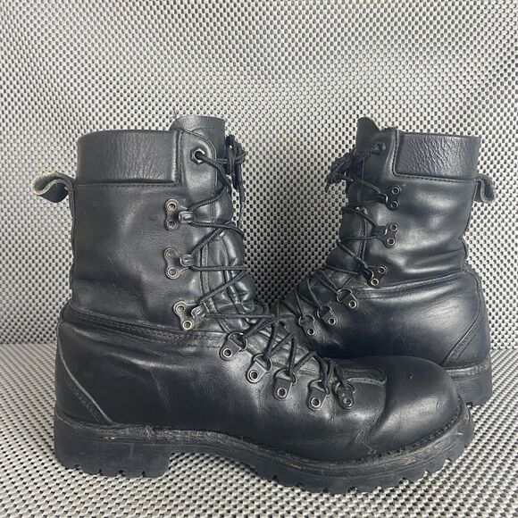 Vintage 1997 Herman Survivors Logger Boots Mens 9 M Black Leather Made In USA main image 13